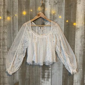 {Free People} Sheer Lace Blouse NWOT